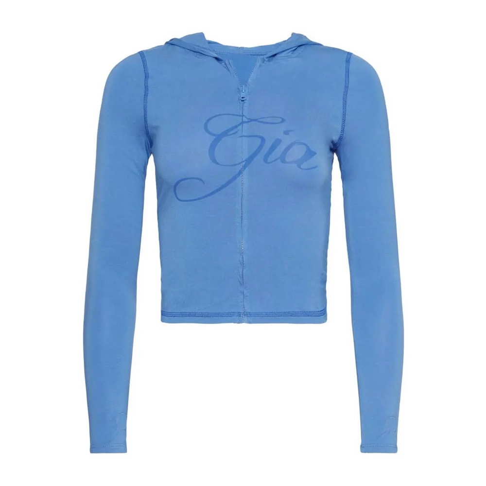 I.AM.GIA Blue Cropped Zip Hoodie